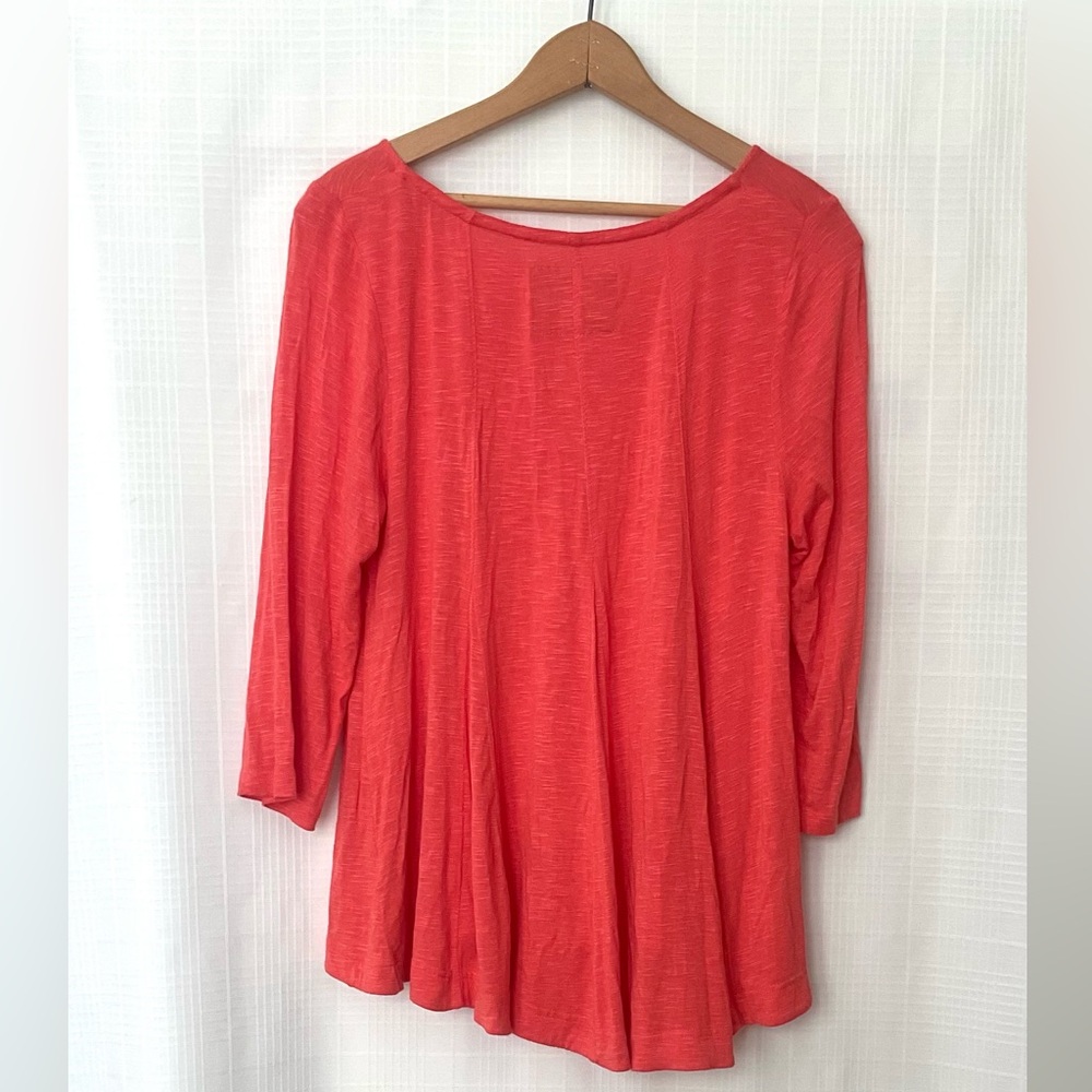 Anthropologie Deletta Vibrant Coral Blouse - Picture 2 of 5